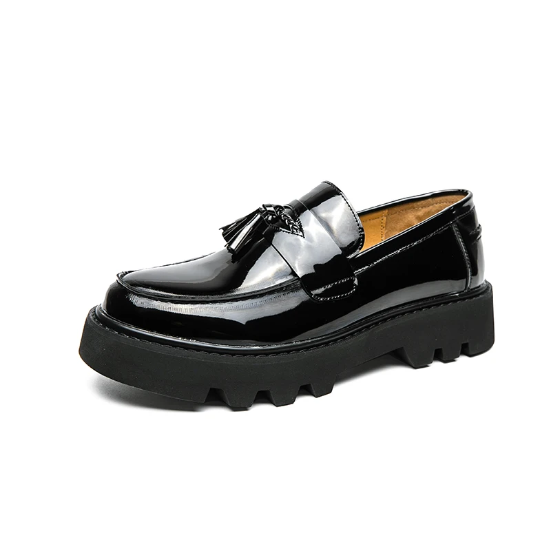 Spring Platform Round Toe Leather Shoes Comfortable Thick Sole Loafers Shoes Business Wedding Shoes High Quality Casual Shoes - Image 7