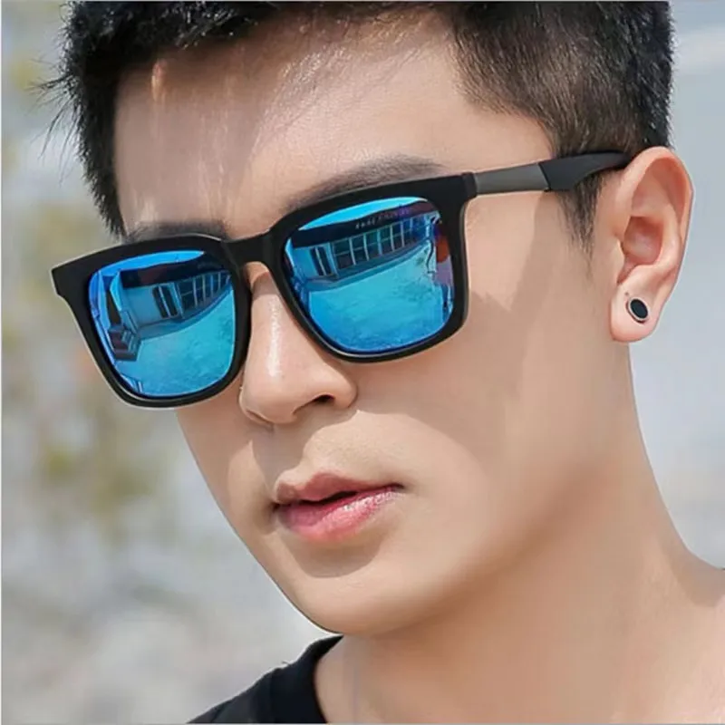 LOVINGFANG Men’s Square Sunglasses – Classic Mirror Acrylic Lenses