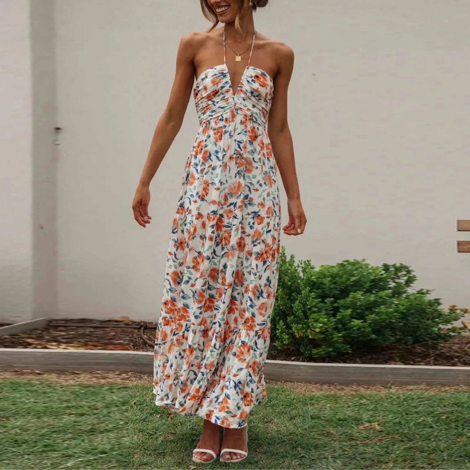 Summer Holiday Maxi Dress Women Spaghetti Strap V Neck Chic Sleeveless Floor Length Flowing Dresses Vacation Beach Long Dress - Image 17