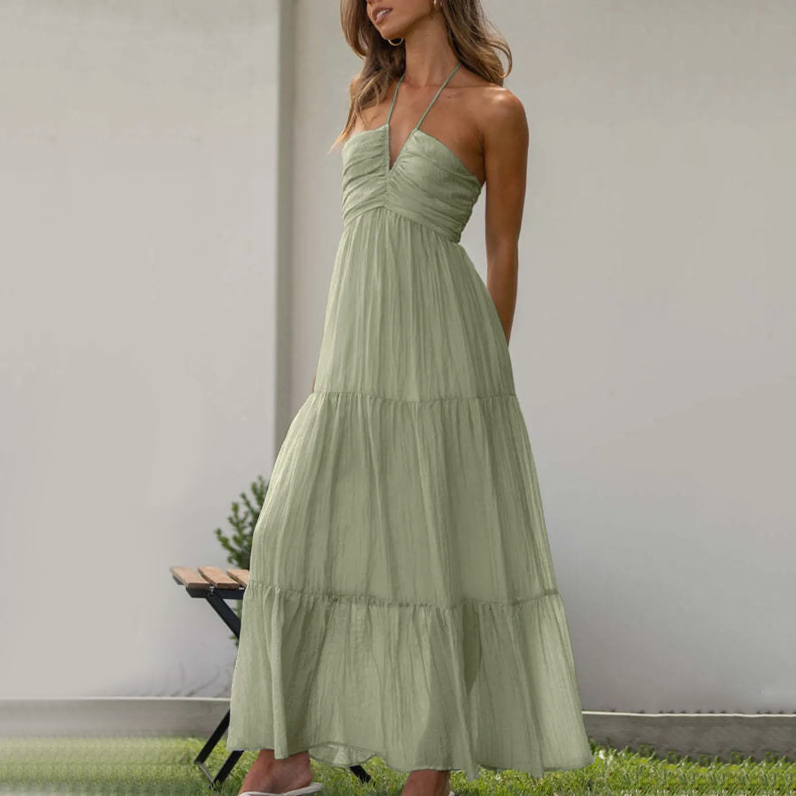 Summer Holiday Maxi Dress Women Spaghetti Strap V Neck Chic Sleeveless Floor Length Flowing Dresses Vacation Beach Long Dress - Image 8