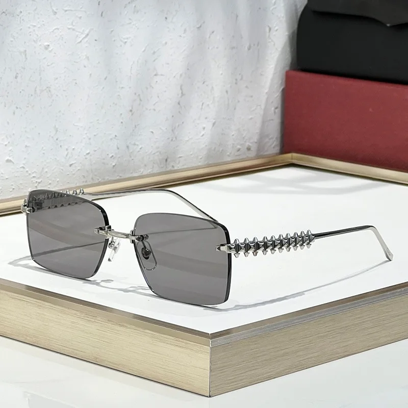 Retro Rimless Square Sunglasses for Women Men Trendy Luxury Design Metal Frameless Fashion Cool Driving Sun Glasses - Image 18