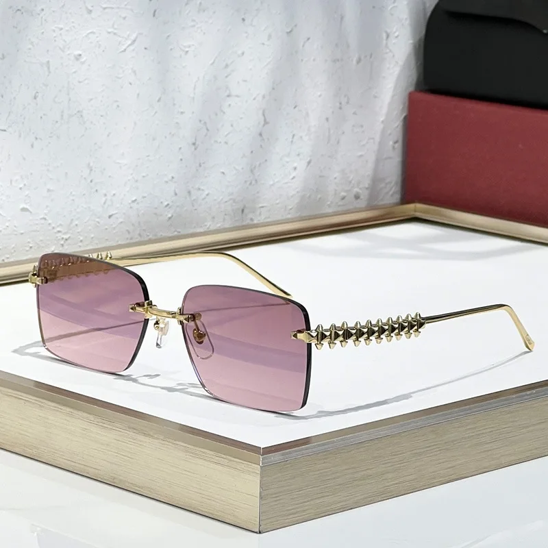 Retro Rimless Square Sunglasses for Women Men Trendy Luxury Design Metal Frameless Fashion Cool Driving Sun Glasses - Image 14