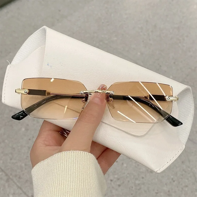 Retro Sunglasses Men Brand Designer Fashion Rimless Sun Glasses Shades Cutting Lens Ladies Frameless Eyeglasses - Image 15