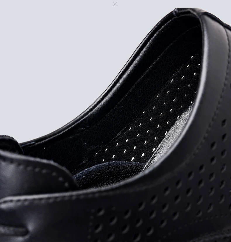 Spring Summer Increase Platform Shoes for Men Fashion Casual Black Dress Shoes Man Fashion Hallow Breathable Leather Shoe Male - Image 22