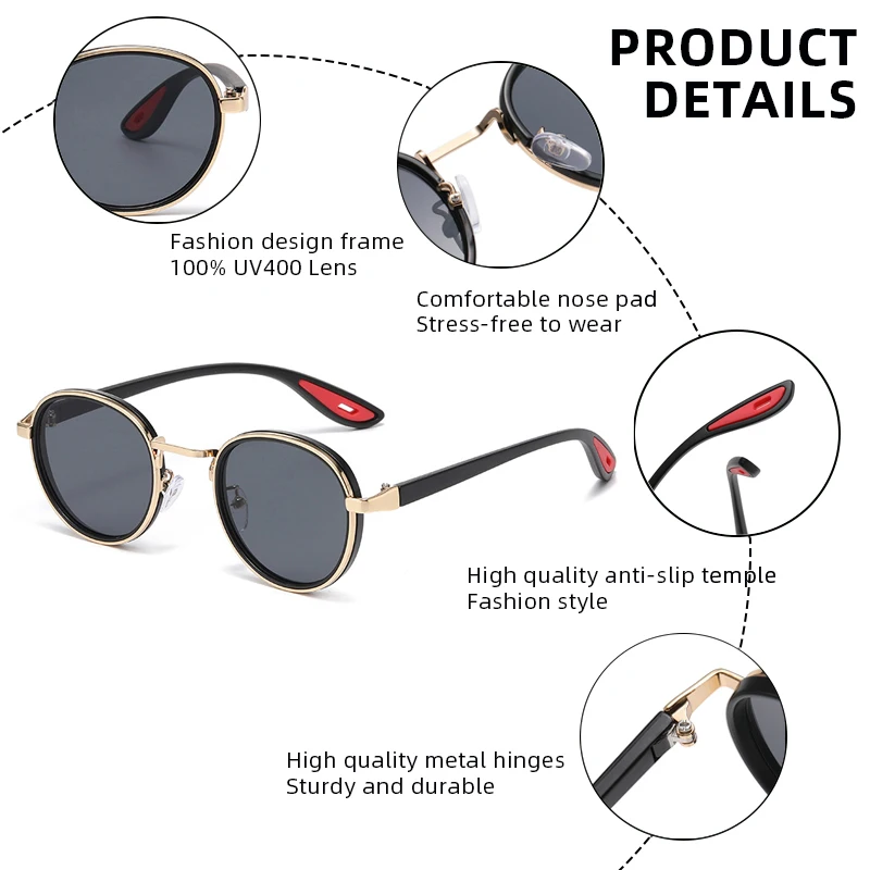Vintage Round Sunglasses – Unisex Metal Frame UV400 Driving Shades - Image 6