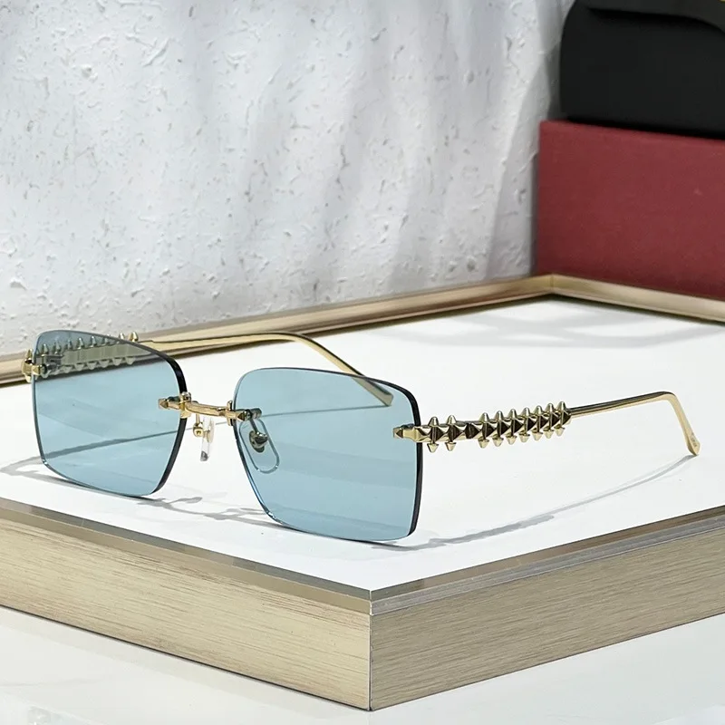 Retro Rimless Square Sunglasses for Women Men Trendy Luxury Design Metal Frameless Fashion Cool Driving Sun Glasses - Image 16