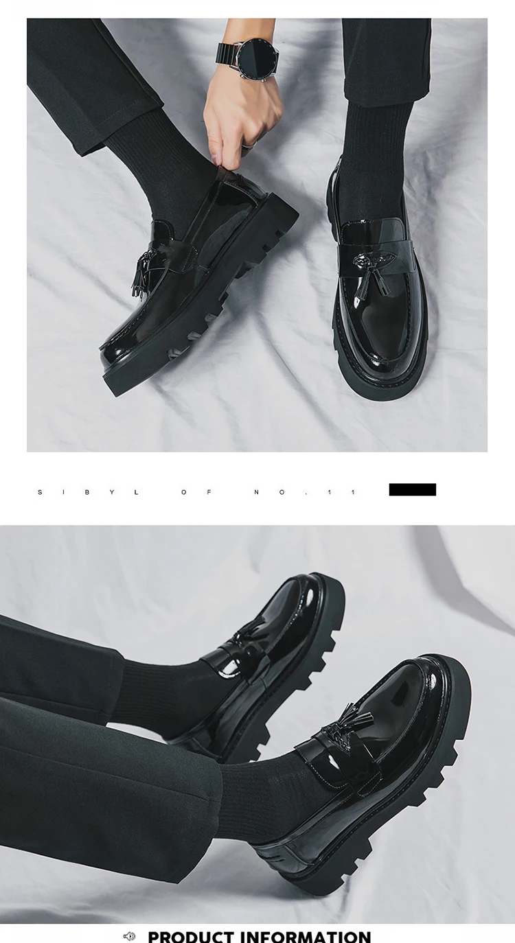 Spring Platform Round Toe Leather Shoes Comfortable Thick Sole Loafers Shoes Business Wedding Shoes High Quality Casual Shoes - Image 18
