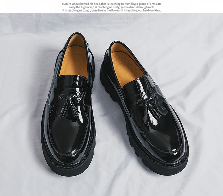 Spring Platform Round Toe Leather Shoes Comfortable Thick Sole Loafers Shoes Business Wedding Shoes High Quality Casual Shoes - Image 20