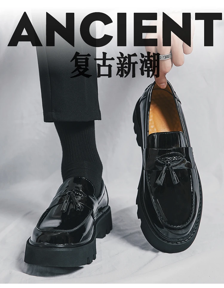 Spring Platform Round Toe Leather Shoes Comfortable Thick Sole Loafers Shoes Business Wedding Shoes High Quality Casual Shoes - Image 10