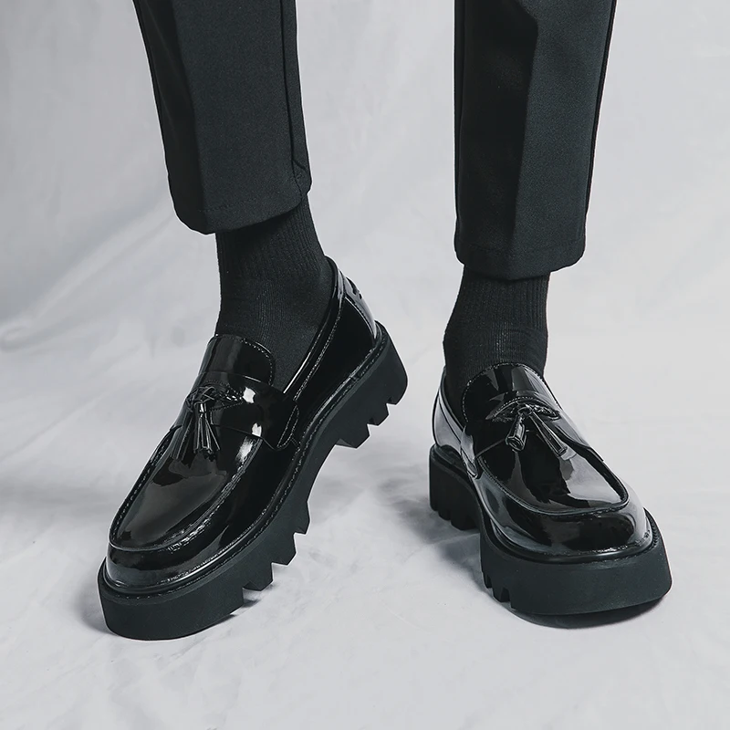 Spring Platform Round Toe Leather Shoes Comfortable Thick Sole Loafers Shoes Business Wedding Shoes High Quality Casual Shoes - Image 6