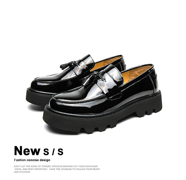 Spring Platform Round Toe Leather Shoes Comfortable Thick Sole Loafers Shoes Business Wedding Shoes High Quality Casual Shoes - Image 13