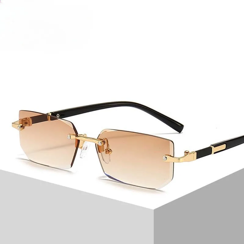 Retro Sunglasses Men Brand Designer Fashion Rimless Sun Glasses Shades Cutting Lens Ladies Frameless Eyeglasses - Image 10