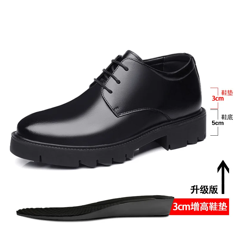 Spring Summer Increase Platform Shoes for Men Fashion Casual Black Dress Shoes Man Fashion Hallow Breathable Leather Shoe Male - Image 9