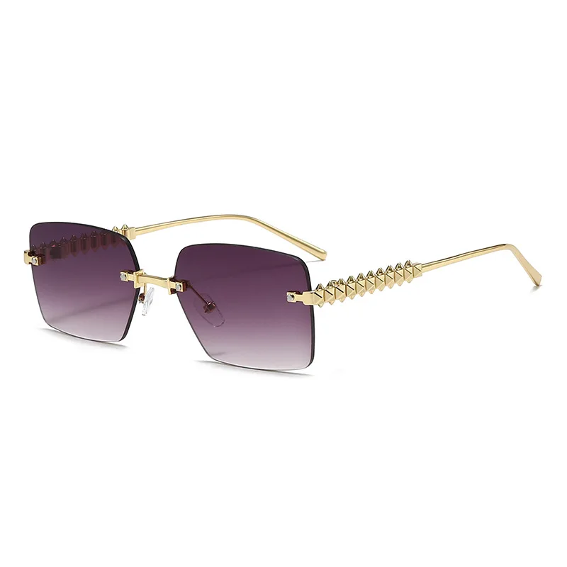 Retro Rimless Square Sunglasses for Women Men Trendy Luxury Design Metal Frameless Fashion Cool Driving Sun Glasses - Image 7