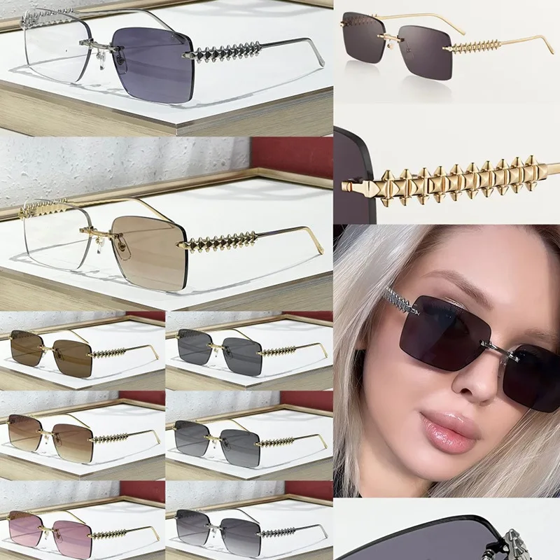 Retro Rimless Square Sunglasses for Women Men Trendy Luxury Design Metal Frameless Fashion Cool Driving Sun Glasses - Image 11