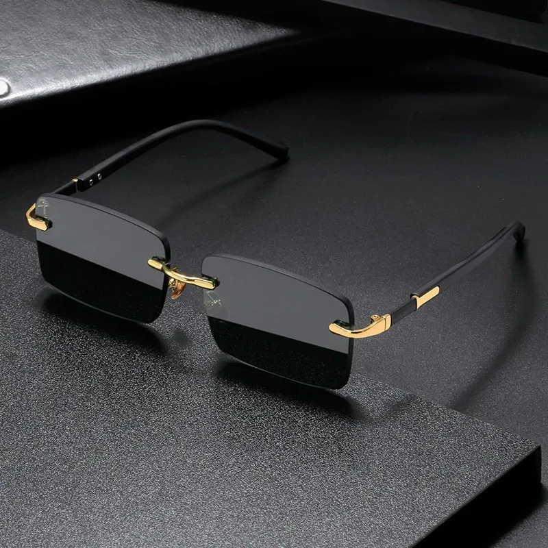 Retro Sunglasses Men Brand Designer Fashion Rimless Sun Glasses Shades Cutting Lens Ladies Frameless Eyeglasses - Image 3