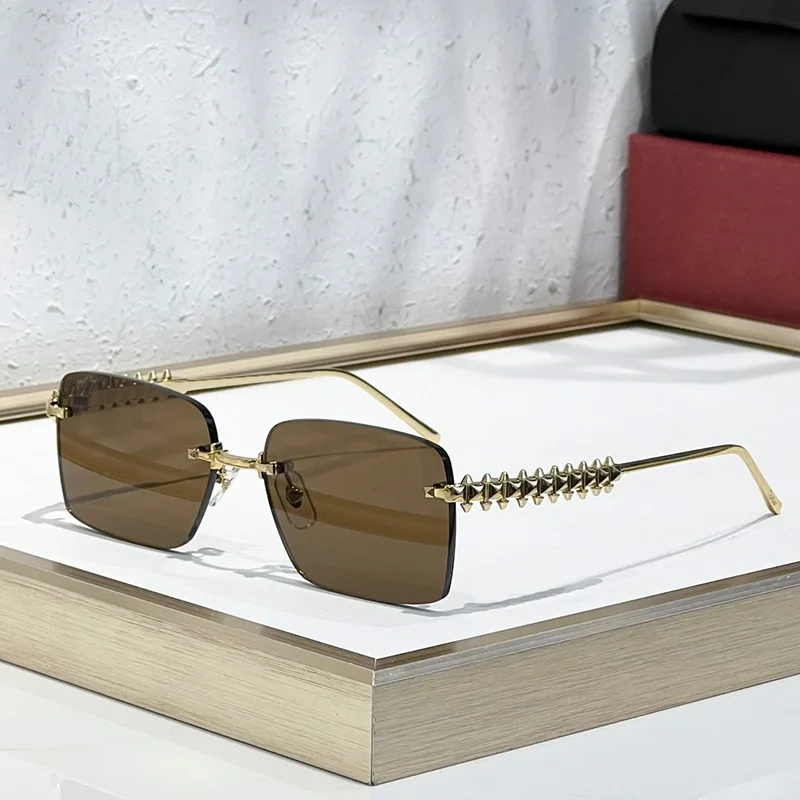 Retro Rimless Square Sunglasses for Women Men Trendy Luxury Design Metal Frameless Fashion Cool Driving Sun Glasses - Image 13