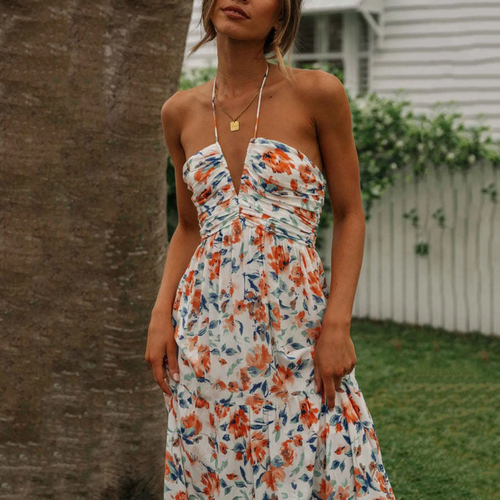 Summer Holiday Maxi Dress Women Spaghetti Strap V Neck Chic Sleeveless Floor Length Flowing Dresses Vacation Beach Long Dress - Image 4