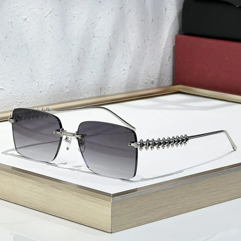 Retro Rimless Square Sunglasses for Women Men Trendy Luxury Design Metal Frameless Fashion Cool Driving Sun Glasses - Image 15