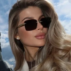 Retro Rimless Square Sunglasses for Women Men Trendy Luxury Design Metal Frameless Fashion Cool Driving Sun Glasses