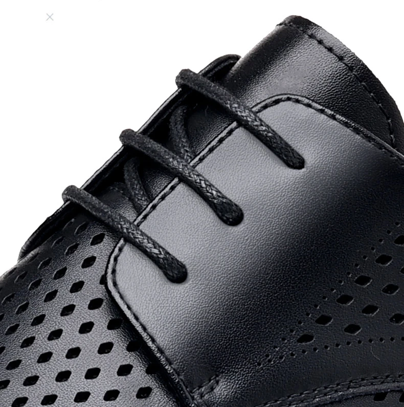 Spring Summer Increase Platform Shoes for Men Fashion Casual Black Dress Shoes Man Fashion Hallow Breathable Leather Shoe Male - Image 23