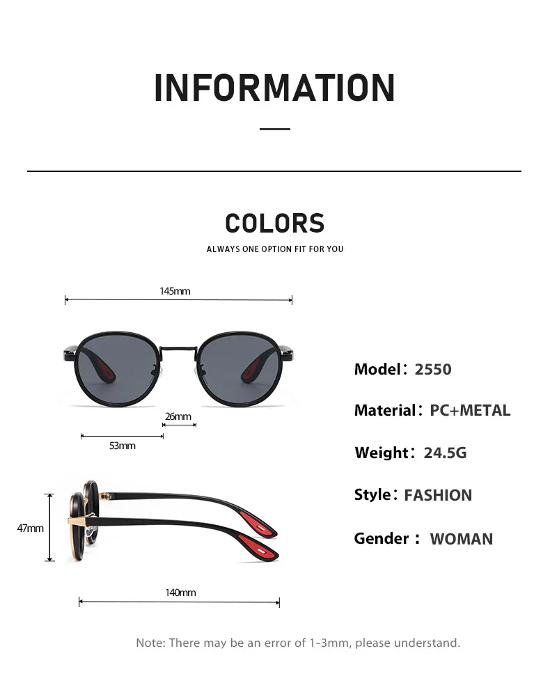 Vintage Round Sunglasses – Unisex Metal Frame UV400 Driving Shades - Image 14