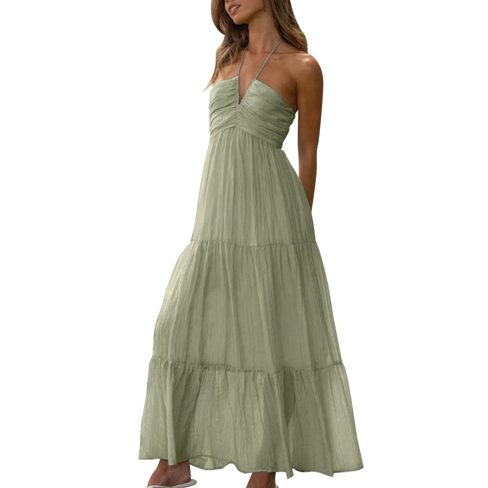 Summer Holiday Maxi Dress Women Spaghetti Strap V Neck Chic Sleeveless Floor Length Flowing Dresses Vacation Beach Long Dress - Image 14