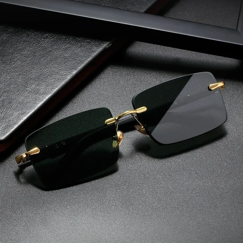Retro Sunglasses Men Brand Designer Fashion Rimless Sun Glasses Shades Cutting Lens Ladies Frameless Eyeglasses - Image 2