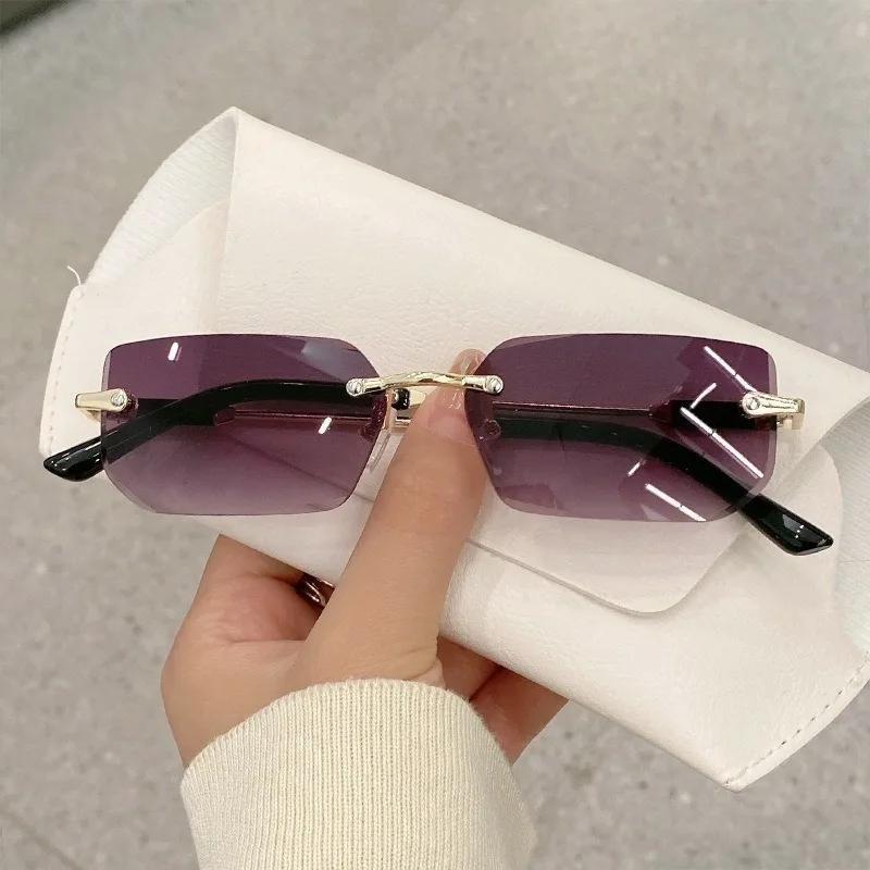 Retro Sunglasses Men Brand Designer Fashion Rimless Sun Glasses Shades Cutting Lens Ladies Frameless Eyeglasses - Image 17