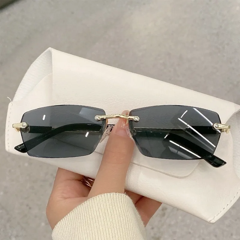 Retro Sunglasses Men Brand Designer Fashion Rimless Sun Glasses Shades Cutting Lens Ladies Frameless Eyeglasses - Image 16
