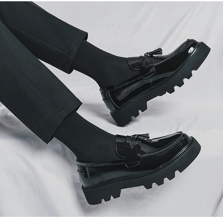 Spring Platform Round Toe Leather Shoes Comfortable Thick Sole Loafers Shoes Business Wedding Shoes High Quality Casual Shoes - Image 16