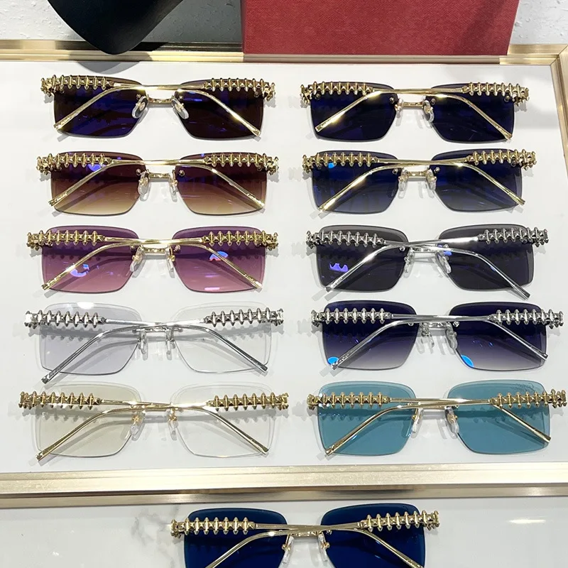 Retro Rimless Square Sunglasses for Women Men Trendy Luxury Design Metal Frameless Fashion Cool Driving Sun Glasses - Image 2