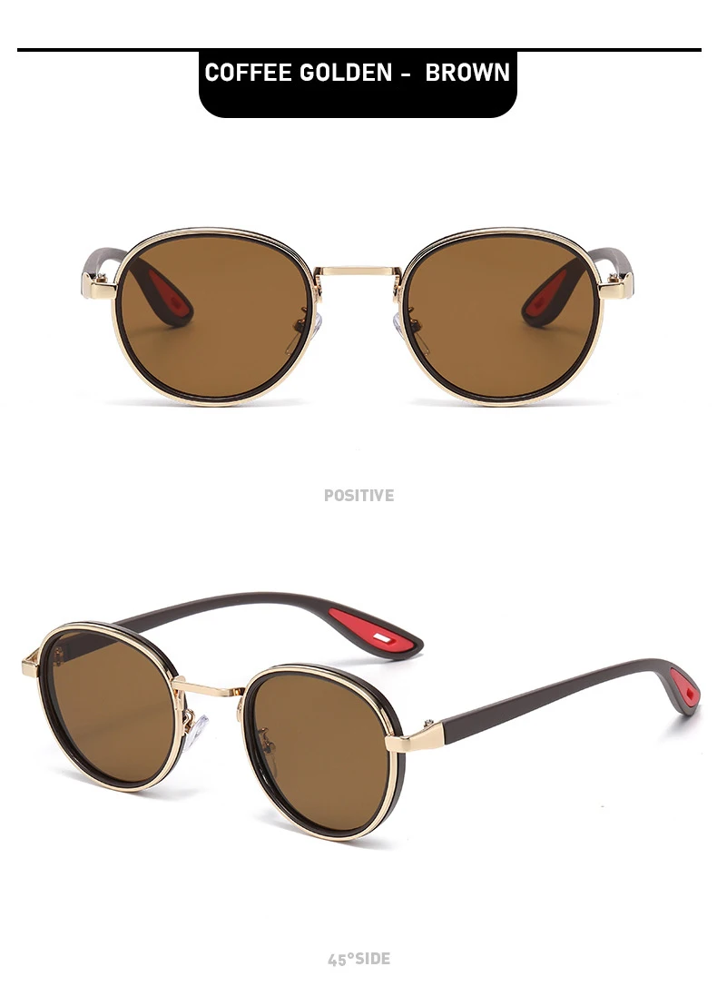 Vintage Round Sunglasses – Unisex Metal Frame UV400 Driving Shades - Image 22