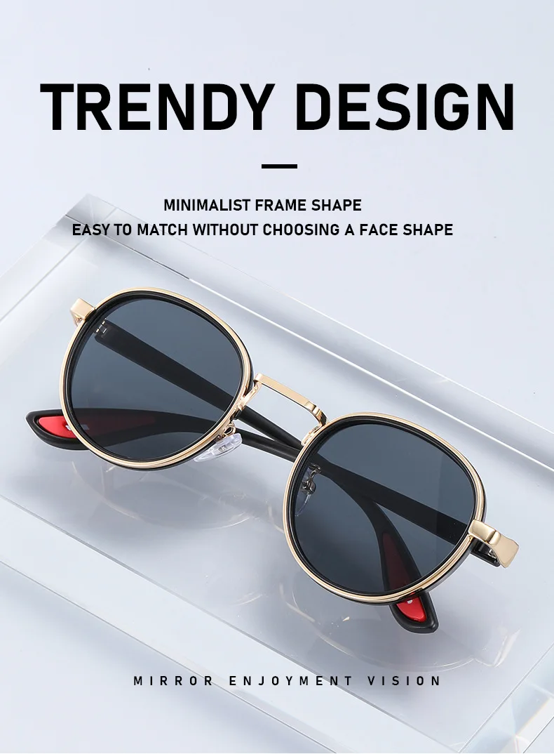 Vintage Round Sunglasses – Unisex Metal Frame UV400 Driving Shades - Image 13