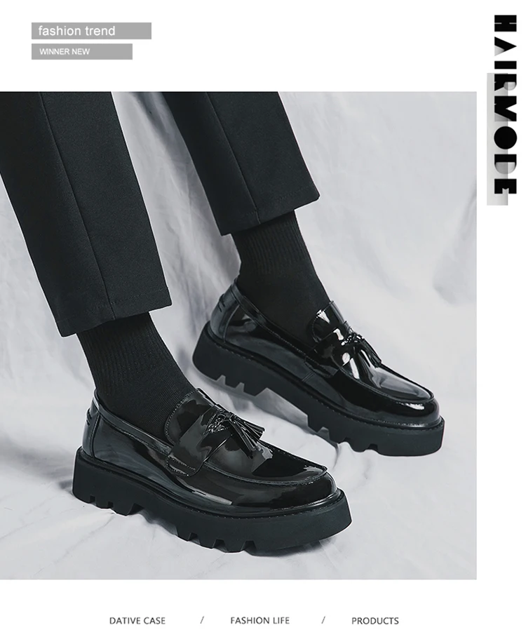 Spring Platform Round Toe Leather Shoes Comfortable Thick Sole Loafers Shoes Business Wedding Shoes High Quality Casual Shoes - Image 15