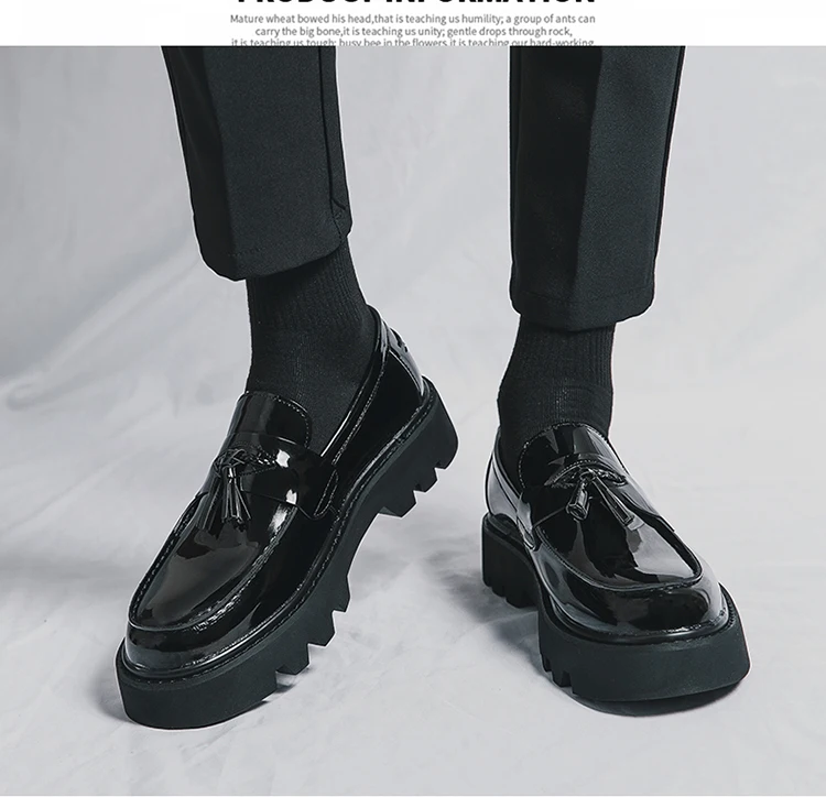 Spring Platform Round Toe Leather Shoes Comfortable Thick Sole Loafers Shoes Business Wedding Shoes High Quality Casual Shoes - Image 19
