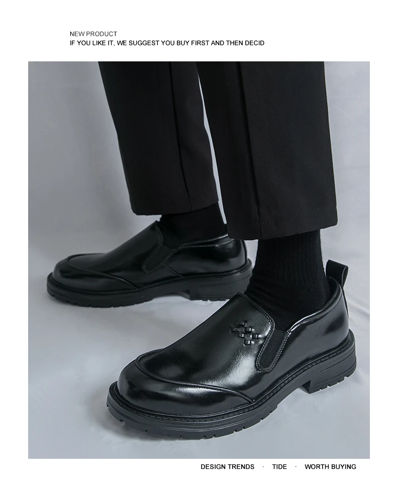 High Quality Platform Leather Shoes For Men Chelsea Men's Dress Shoes Party Social Casual Business Derby Shoes Wedding Brogues - Image 10