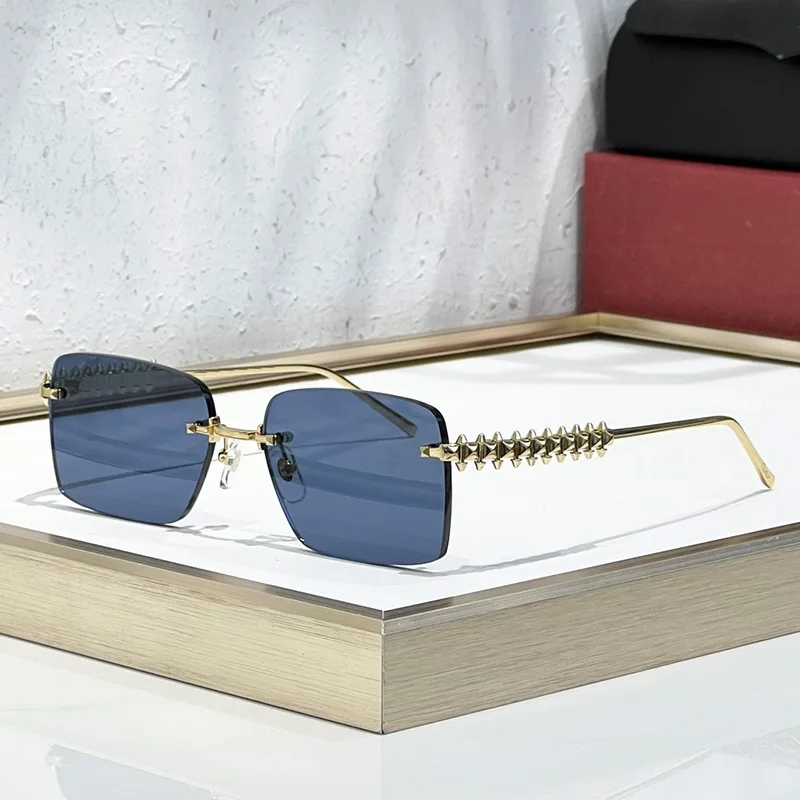 Retro Rimless Square Sunglasses for Women Men Trendy Luxury Design Metal Frameless Fashion Cool Driving Sun Glasses - Image 17