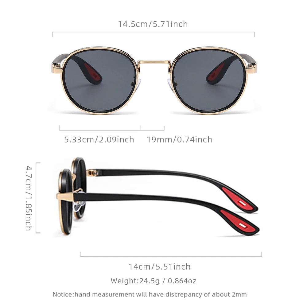 Vintage Round Sunglasses – Unisex Metal Frame UV400 Driving Shades - Image 5