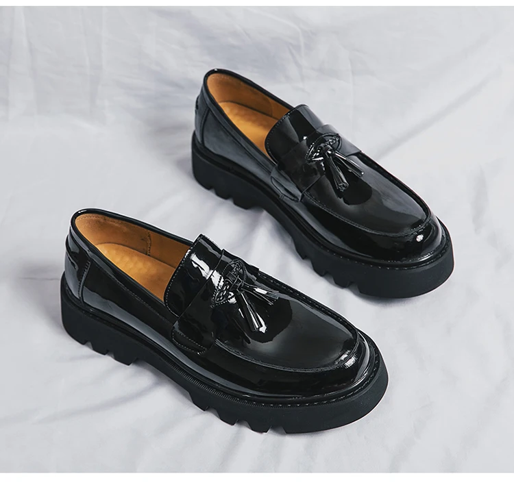 Spring Platform Round Toe Leather Shoes Comfortable Thick Sole Loafers Shoes Business Wedding Shoes High Quality Casual Shoes - Image 14