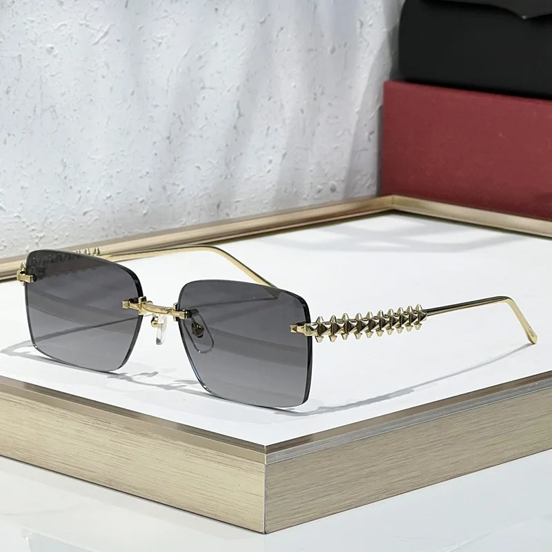 Retro Rimless Square Sunglasses for Women Men Trendy Luxury Design Metal Frameless Fashion Cool Driving Sun Glasses - Image 12