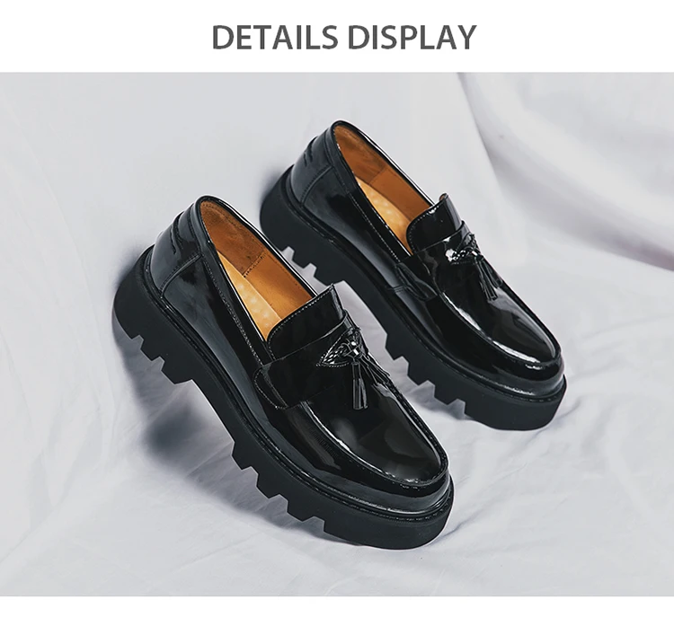 Spring Platform Round Toe Leather Shoes Comfortable Thick Sole Loafers Shoes Business Wedding Shoes High Quality Casual Shoes - Image 11