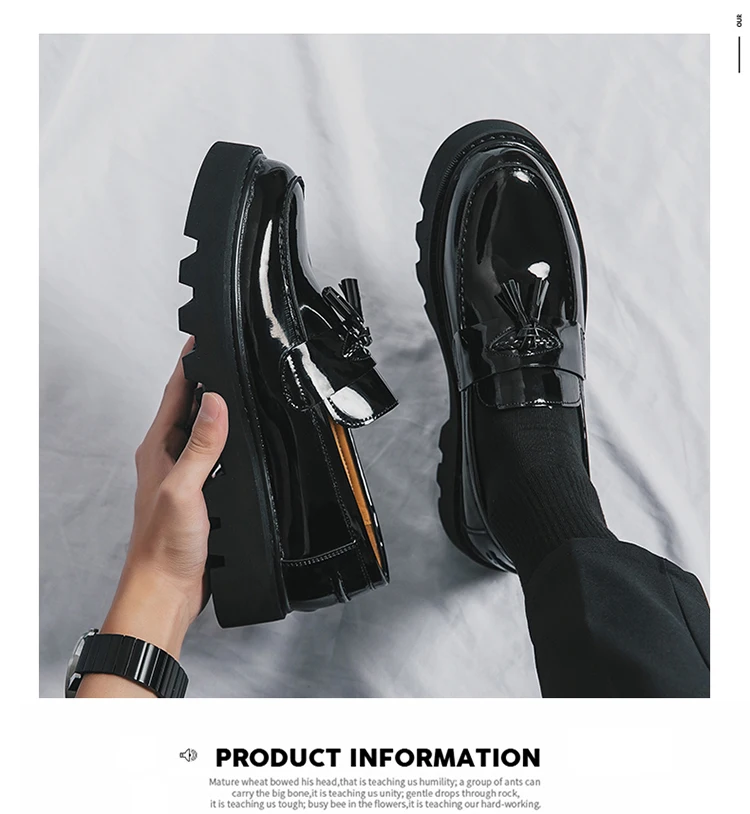 Spring Platform Round Toe Leather Shoes Comfortable Thick Sole Loafers Shoes Business Wedding Shoes High Quality Casual Shoes - Image 17