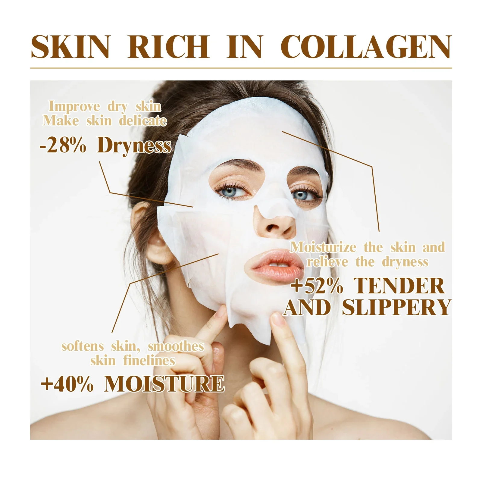 10PCS Collagen Facial Mask—anti-aging Korean skincare to fade fine lines, firm skin, and deeply moisturize. Brightening care for smooth, radiant complexion. - Image 4