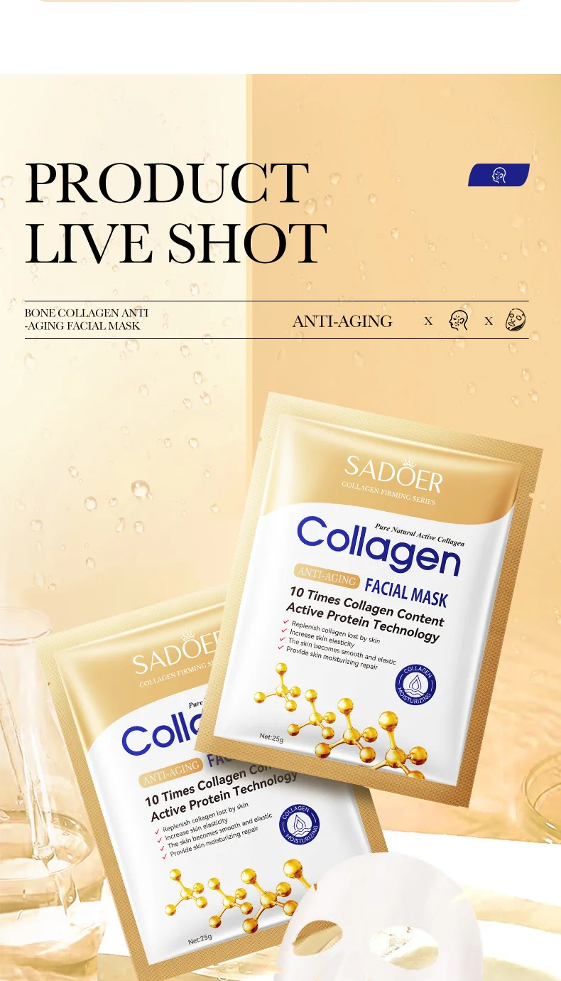 10PCS Collagen Facial Mask—anti-aging Korean skincare to fade fine lines, firm skin, and deeply moisturize. Brightening care for smooth, radiant complexion. - Image 29