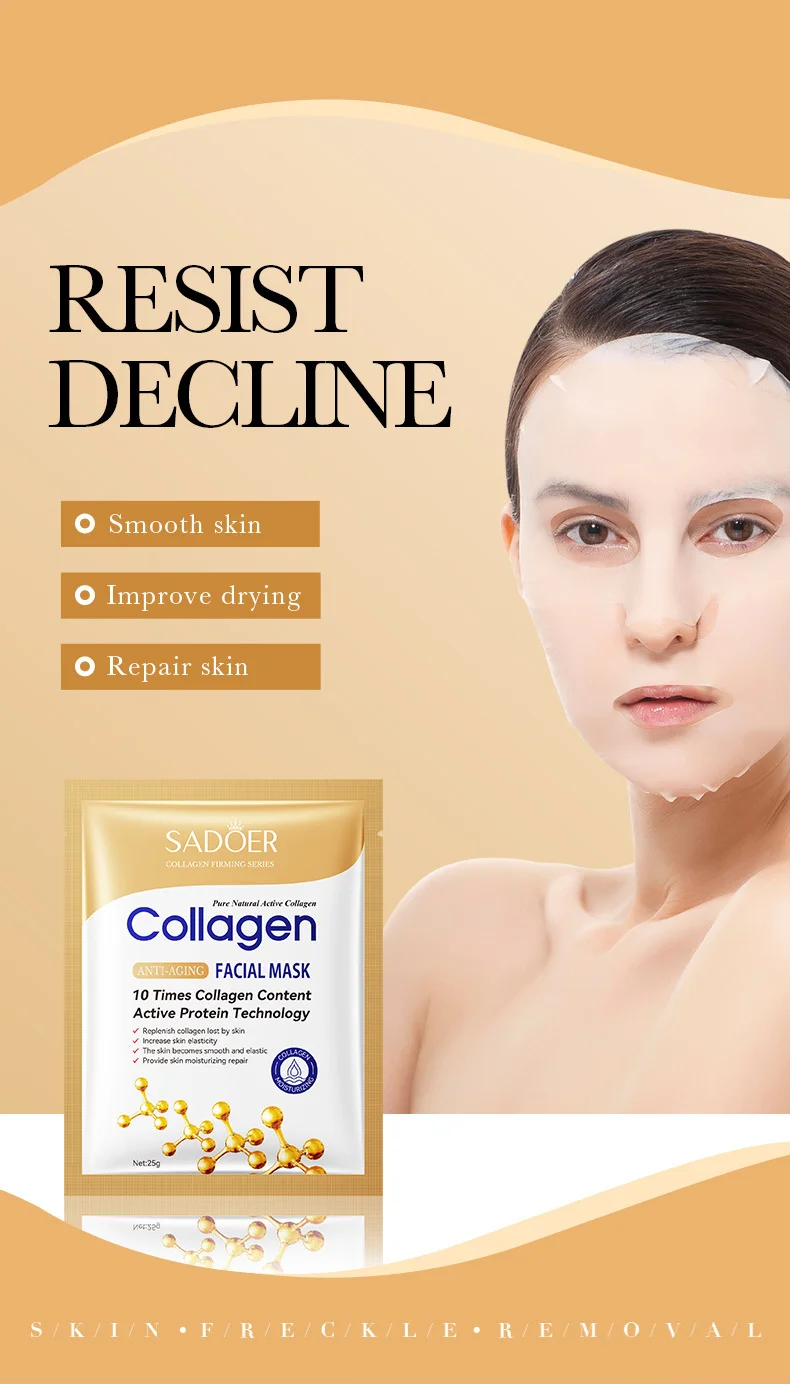 10PCS Collagen Facial Mask—anti-aging Korean skincare to fade fine lines, firm skin, and deeply moisturize. Brightening care for smooth, radiant complexion. - Image 12
