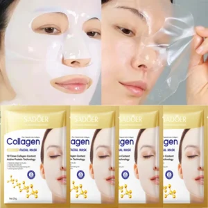 10PCS Collagen Facial Mask—anti-aging Korean skincare to fade fine lines, firm skin, and deeply moisturize. Brightening care for smooth, radiant complexion.