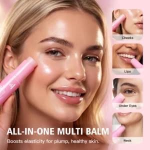PDRN Pink Collagen Balm Stick—anti-aging care to reduce fine lines under eyes, neck, forehead & smile lines. Firming, hydrating, and travel-friendly solution.