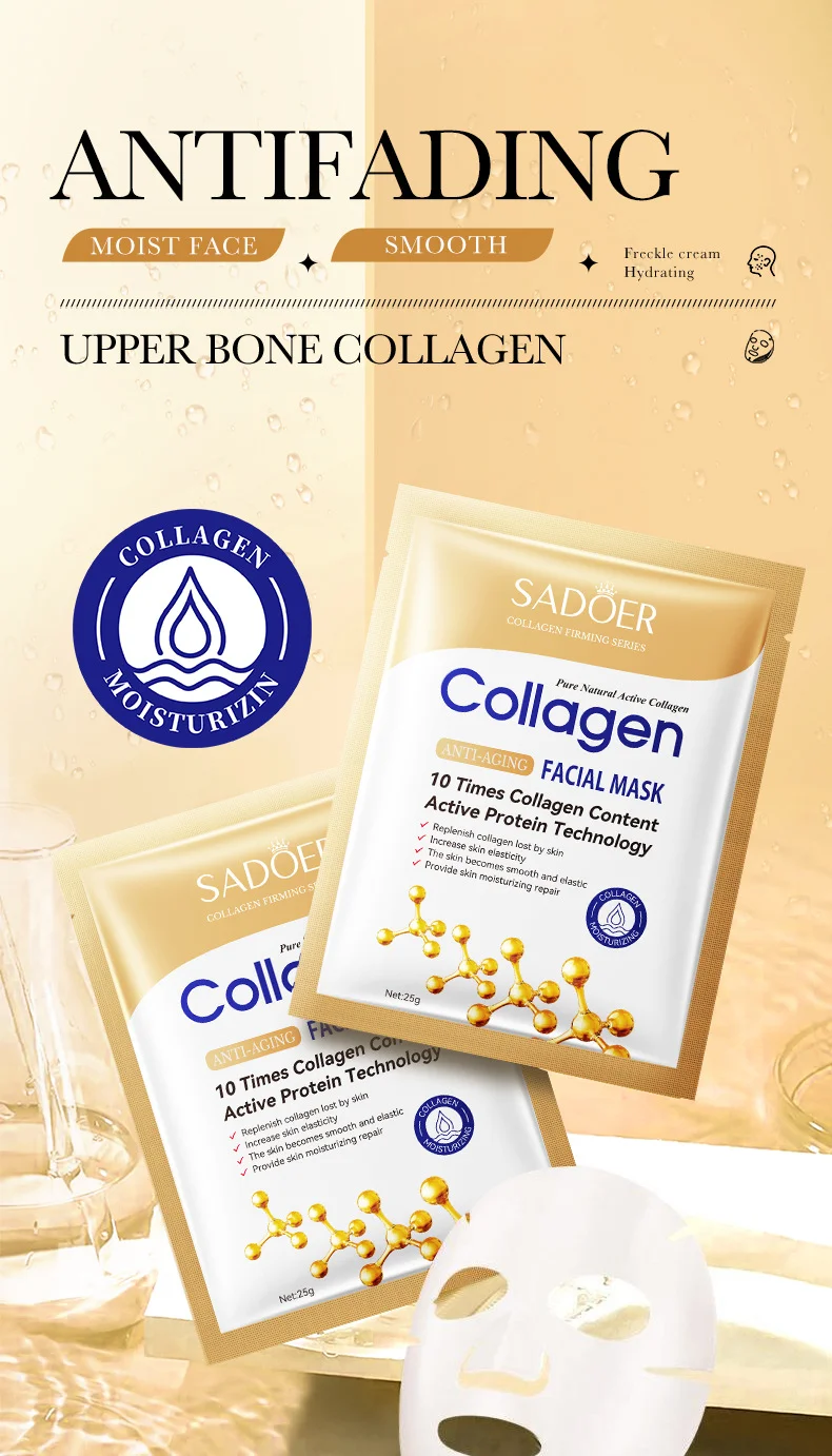 10PCS Collagen Facial Mask—anti-aging Korean skincare to fade fine lines, firm skin, and deeply moisturize. Brightening care for smooth, radiant complexion. - Image 13