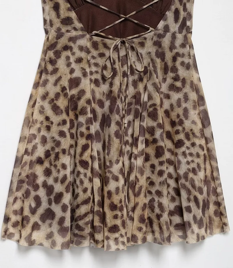 Women 2026 Leopard Print Tulle Mini Dress – Sexy Backless Draped Party Style - Image 14